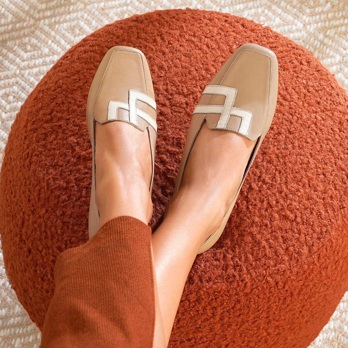 Buy Online Handmade Nude & Ivory Anni Flat Loafers for Women in India Buy Online Handmade Nude & Ivory Anni Flat Loafers for Women in India