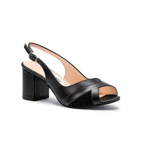 Buy Alice Black Block Heel Peep Toes Handmade Leather Slingback