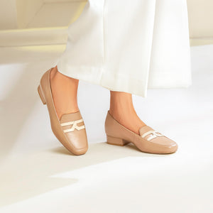 Shop Nude Ivory Clara Loafers Handmade Leather Flats in India