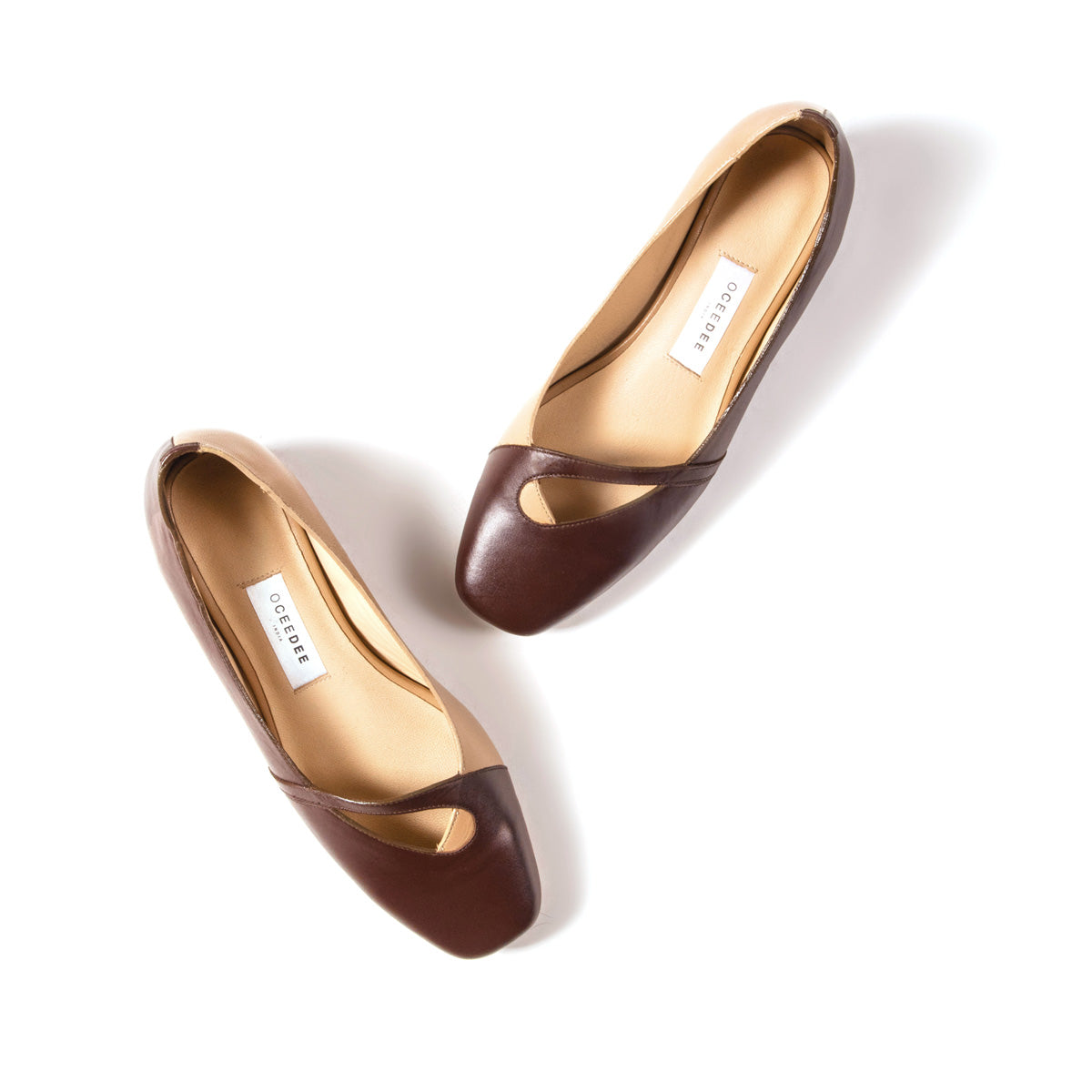 Brown ballerina Flat Shoes From Up View